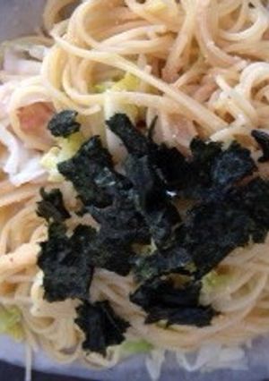 ルクエ☆白菜・ネギ残り野菜で明太パスタ☆-レシピのメイン写真