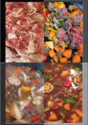 蓮根と彩り野菜、黒毛和牛のビーフシチュー-レシピのメイン写真