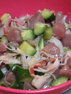 マグロとキュウリのコロコロ和風サラダ-レシピのメイン写真