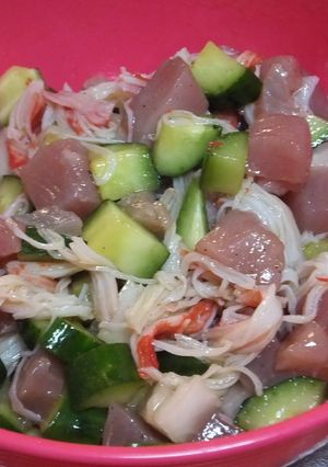 マグロとキュウリのコロコロ和風サラダ-レシピのメイン写真