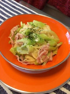 セロリと生ハムのクリームパスタ-レシピのメイン写真