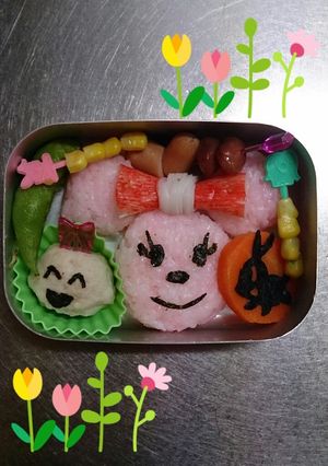 ピンクの簡単ミニーキャラ弁-レシピのメイン写真
