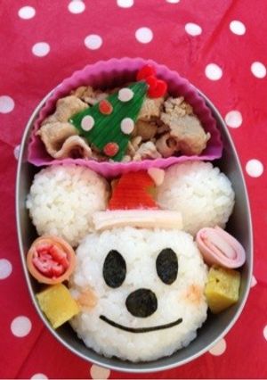 クリスマス サンタ ミッキー キャラ弁-レシピのメイン写真