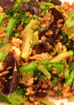 菜の花とひき肉の中華炒め-レシピのメイン写真
