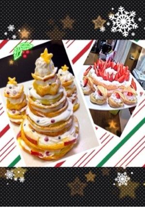 シュークリームでクリスマスツリー＆リース-レシピのメイン写真