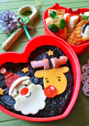 クリスマスキャラ弁！サンタとトナカイ弁当-レシピのメイン写真