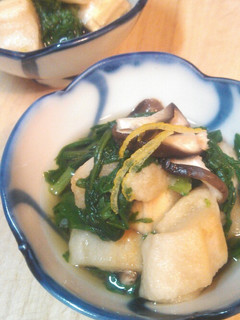春菊*しいたけ*焼き麩 の お浸し-レシピのメイン写真