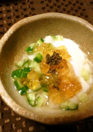 温泉卵とゼリーの前菜〈やよい会〉-レシピのメイン写真