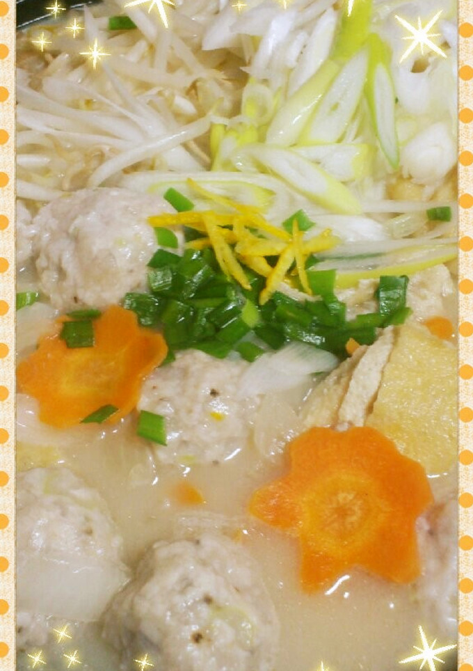 鍋用♪柚子香るれんこんと鶏のお団子-レシピのメイン写真