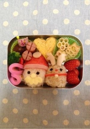 クリスマスキャラ弁☆サンタとトナカイ♪-レシピのメイン写真