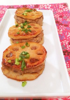 *蓮根はさみ照焼き♡肉ジューシーver.-レシピのメイン写真
