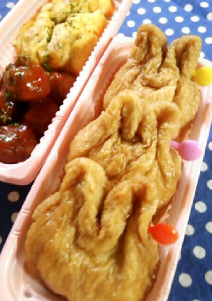 ウサギ巾着風おいなりさん キャラ弁-レシピのメイン写真