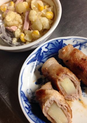 お弁当★じゃが一個で肉巻きとポテサラ!-レシピのメイン写真