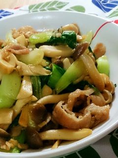 チンゲン菜ときのこと豚肉の中華炒め-レシピのメイン写真
