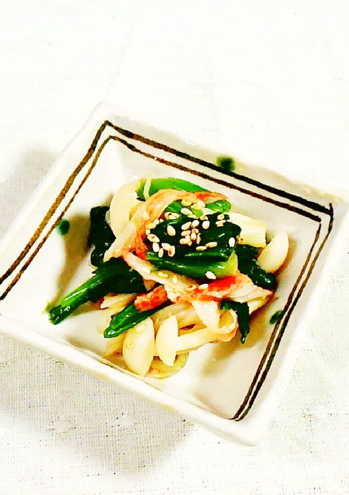 ほうれん草・ぶなピーとカニかまの和え物♪-レシピのメイン写真