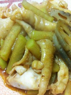鶏皮レンコン醤油炒め-レシピのメイン写真