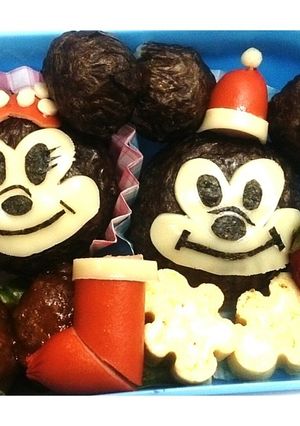 ミッキー ＆ミニー クリスマスキャラ弁-レシピのメイン写真