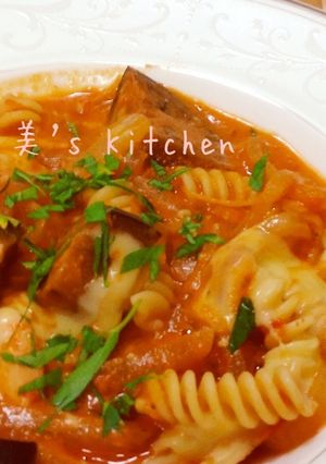 トマトとチーズのスープパスタ-レシピのメイン写真