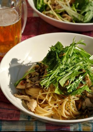 きのこ3種と水菜の和風ペペロンチーノ-レシピのメイン写真