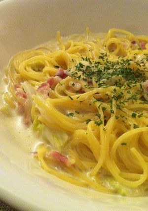 白菜とベーコンのクリームパスタ-レシピのメイン写真