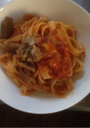 モツトマトパスタは手間暇かかる男の料理!-レシピのメイン写真