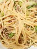 白菜＆挽肉入り納豆パスタ