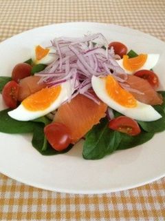 スモークサーモンとゆで卵のサラダ-レシピのメイン写真