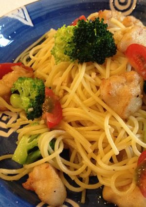 ささみと彩り野菜のオイルパスタ-レシピのメイン写真