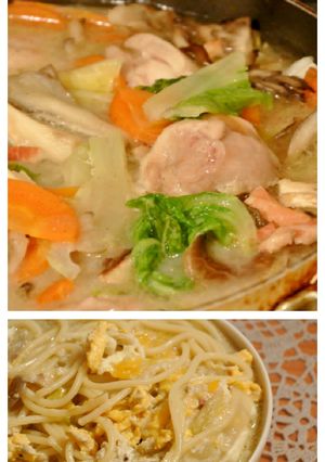 クリーミーカルボ鍋＆〆のパスタ-レシピのメイン写真