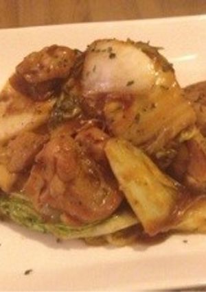 即席白菜と鶏もも肉のデミグラスソース炒め-レシピのメイン写真