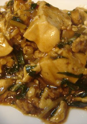 水菜もやし鶏挽肉でヘルシー麻婆豆腐♪-レシピのメイン写真