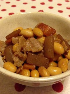 豚バラと大豆の甘辛炒め ♪-レシピのメイン写真