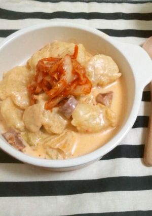 レンジで♬おからニョッキのキムチクリーム-レシピのメイン写真