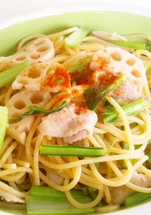 冬野菜と豚バラ肉の簡単ペペロンチーノ♪-レシピのメイン写真