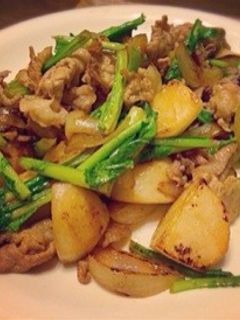 かぶと豚肉のニンニクバター醤油炒め-レシピのメイン写真