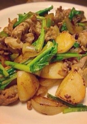 かぶと豚肉のニンニクバター醤油炒め-レシピのメイン写真