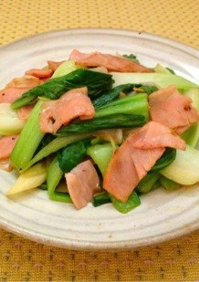 青梗菜とハムの生姜炒め-レシピのメイン写真