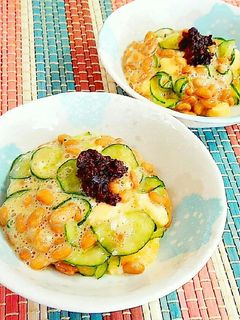 とろりん半熟卵ときゅうりの納豆あえ♪-レシピのメイン写真
