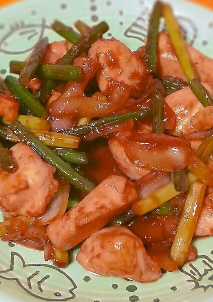 鶏肉とにんにくの芽のスタミナ炒め-レシピのメイン写真