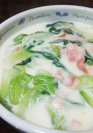 猿も作れる簡単中華　チンゲン菜クリーム煮-レシピのメイン写真
