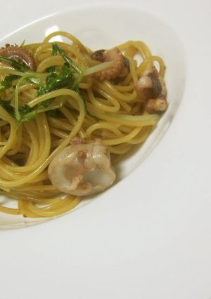 いいだこと水菜のパスタ-レシピのメイン写真