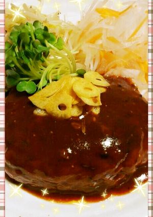 大人贅沢なにんにくたっぷりハンバーグ♪-レシピのメイン写真