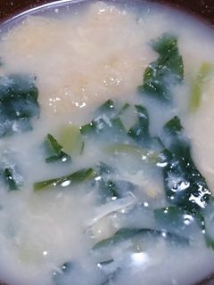 小松菜と油揚げと卵の味噌汁-レシピのメイン写真