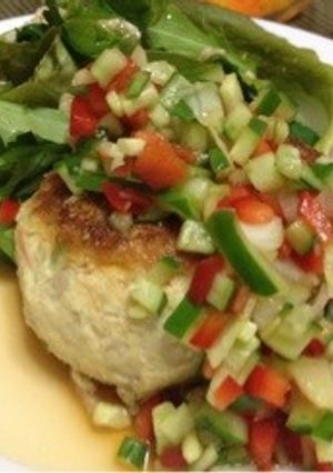 豆腐ハンバーグ彩り野菜ソース-レシピのメイン写真