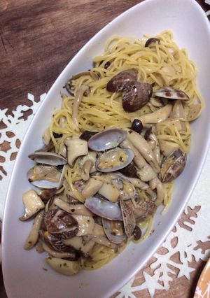 アサリとキノコのバジルクリームパスタ-レシピのメイン写真