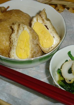 簡単配合で一気に２品★あげ卵＆青菜煮-レシピのメイン写真