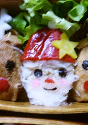 クリスマス弁当　玄米菜食サンタ-レシピのメイン写真