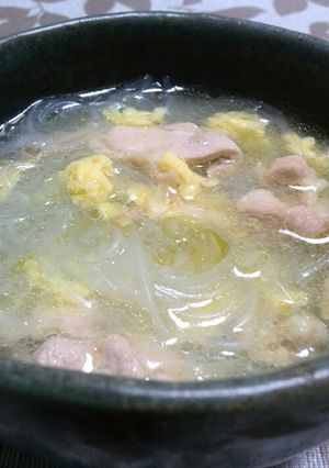 春雨と鶏肉の　#あったかスープ-レシピのメイン写真