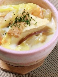 ミョウガ香る*厚揚げと海老の豆乳スープ-レシピのメイン写真