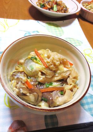 花びらたけの卵とじ丼-レシピのメイン写真